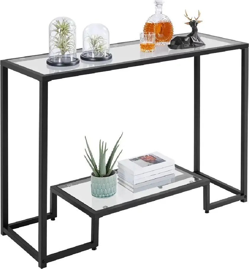 Consola Daria din sticla si metal culoare negru 100 cm