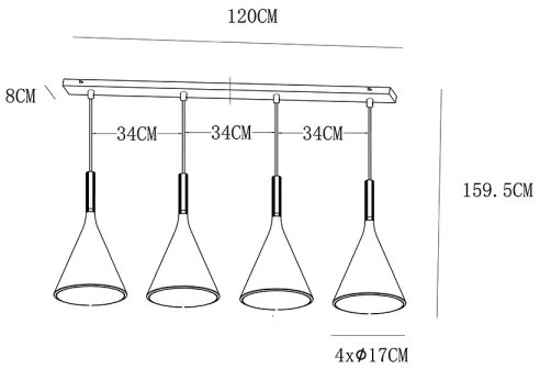 Lucide 35410/04/30 - Lustră pe cablu GIPSY 4xE27/25W/230V