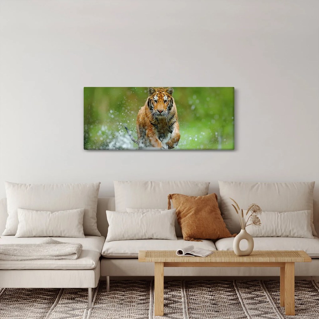 Tablou - Tigru care aleargă (120x50 cm)