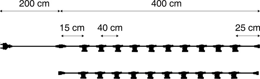 Ghirlandă luminoasă neagră conectabilă cu ștecher 10m incl. E27 P45 20 de lumini IP44 - Lubber