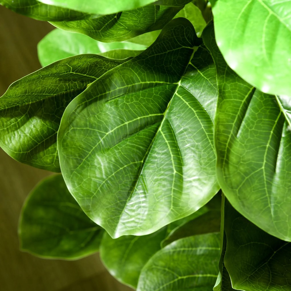 HOMCOM, Set de 2 plante artificiale Ficus Lyrata, arbori artificiali cu ghiveci inclus, înălțime 110 cm, verde | Aosom Romania
