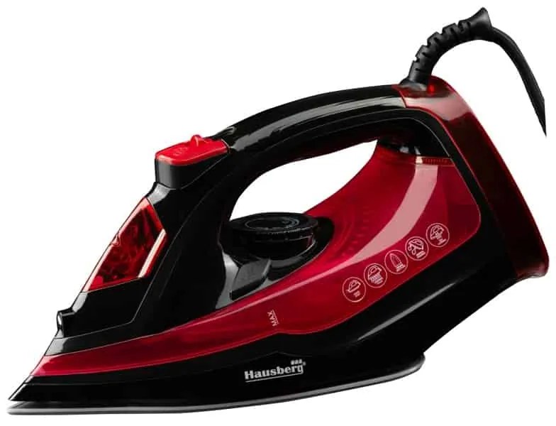 Fier de calcat Hausberg HB-7840RS, 2600 W, talpa ceramica, rosu