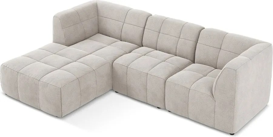 Colțar bej cu tapițerie din catifea (cu colț pe partea stângă/cu șezlong) Aloha – Makamii