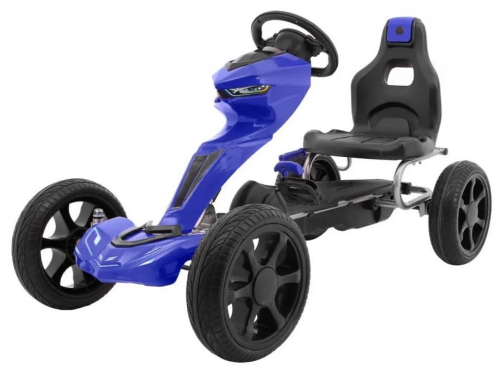 Kart cu pedale pentru copii NOVOKIDS® Adrenaline Kart PRO, 5-8 ani , 122 cm lungime, Carena, Structura metalica, Frana de mana, Functie FreeWheel,