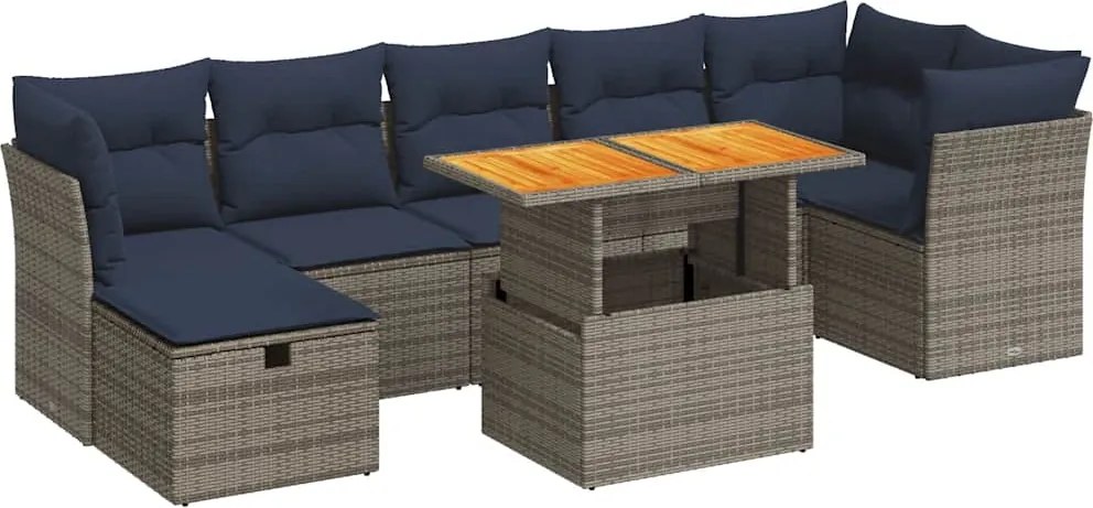 vidaXL Set canapele de grădină cu perne, 8 piese, maro, poliratan