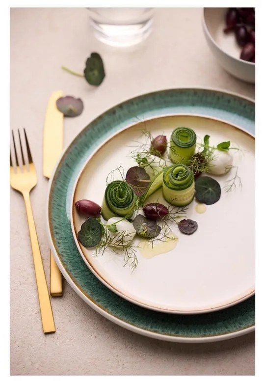 Farfurie albă/verde din gresie ø 27 cm Gastro White/Green – Bitz