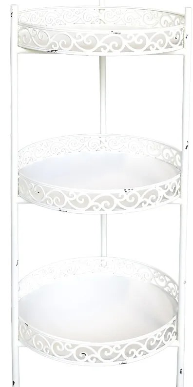 Etajera, alba, din metal, cu 3 rafturi, aspect vintage