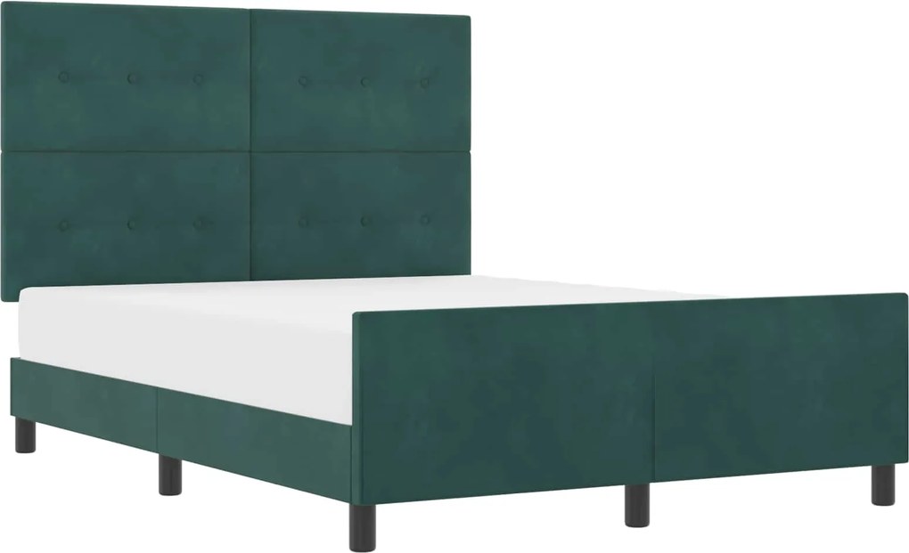 vidaXL Pat cu arcuri cu headboard Verde închis 140 x 200 cm Catifea