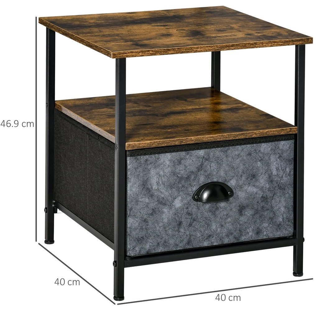 HOMCOM noptiera stil industrial, cu sertar, 40x40x46.9 cm | AOSOM RO