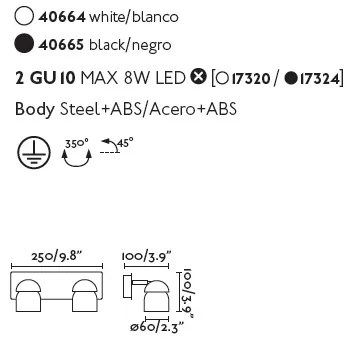Aplica cu 2 spoturi directionabile design minimalist COCO alba