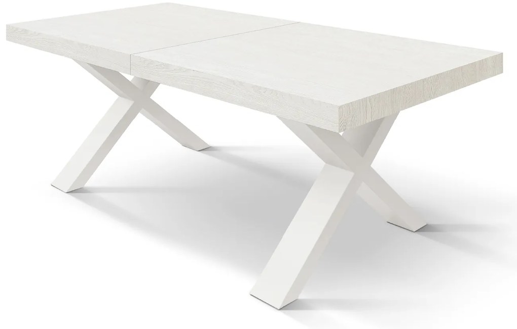 Masa Linda extensibila, blat PAL - BLAT RUSTIC, PICIOR ALB - 180 cm / 90 cm / 77 cm