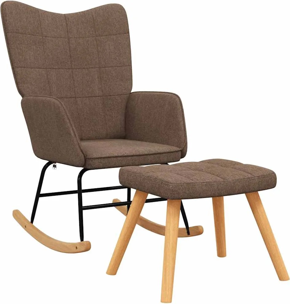 vidaXL Scaun balansoar cu taburet, maro, textil