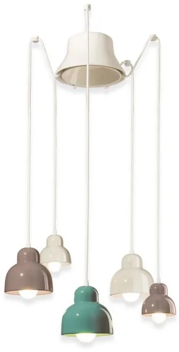 Lustra cu 5 pendule design italian realizat manual din ceramica BERIMBAU Mix