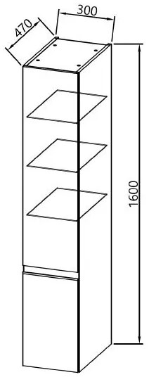 Dulap suspendat baie 30x47x160 cm Kolpa San Harmony, cu usa reversibila si sertar, gri deschis