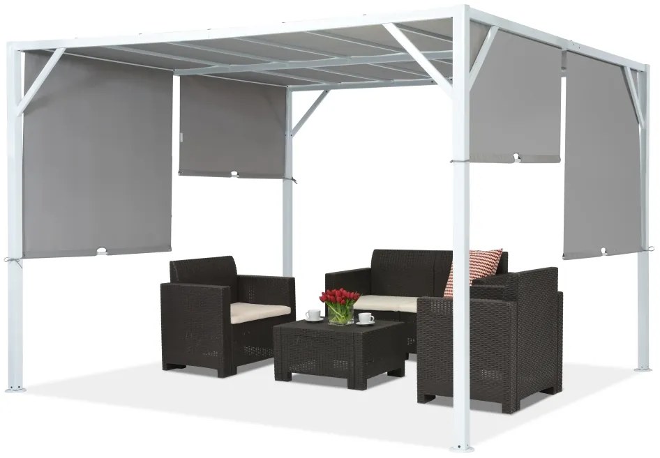 Pergolă metalică pentru terasă Santorini 3 x 3 m alb-antracit Garden Point
