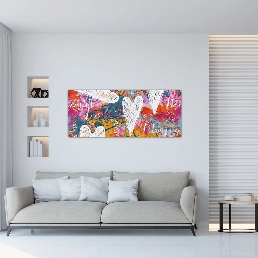 Tablou - Inima pe un fundal abstract (120x50 cm)