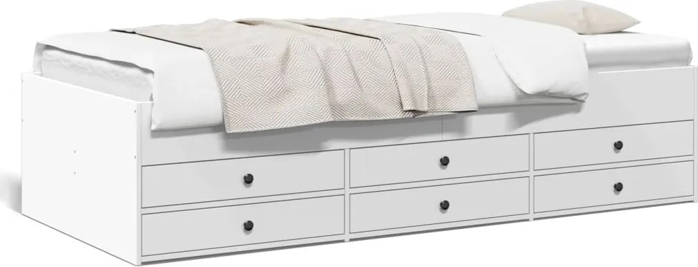 vidaXL Pat de zi cu sertare fără saltea, alb, 90x190 cm