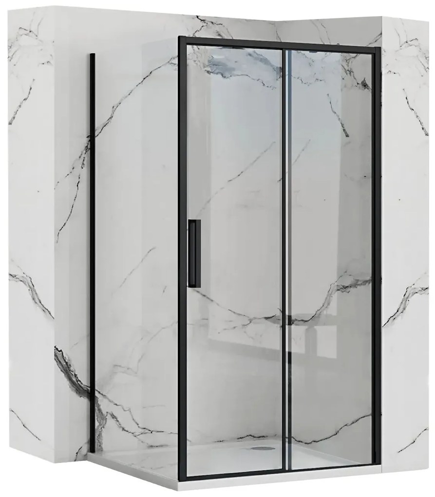 Cabina dus de colt Rapid Slide Negru 160x90cm, Rea