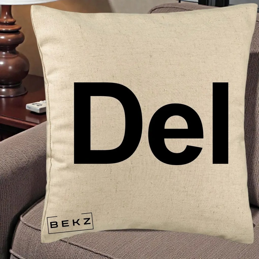 Perna Personalizata Tasta Del Tipografie Bold, 40x40 cm, Bej, Husa Detasabila, Perna Inclusa, BEKZ®