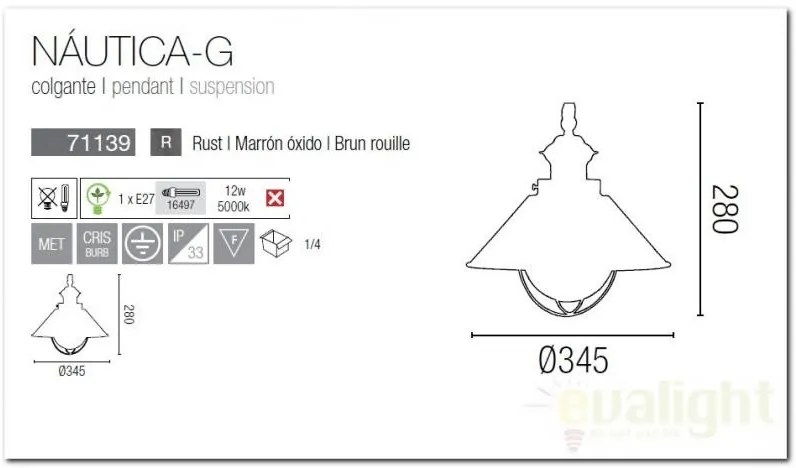 Pendul exterior IP33 diametru 34,5cm Nautica 71139