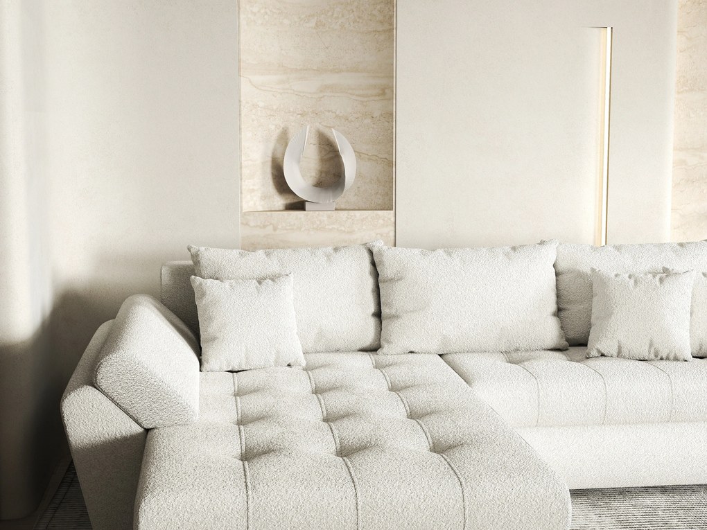 Colțar extensibil dumonde cu ladă de depozitare si sezut confortabil din spuma high-density, Loana Euphoria Ivory 270x185 cm