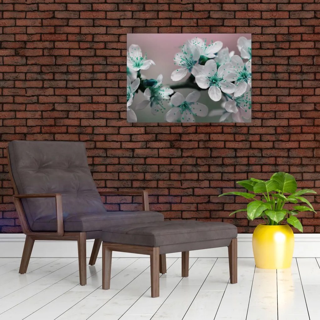 Tablou cu floare - turcoaz (70x50 cm)