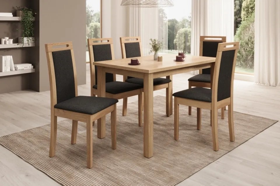 Scaun tapitat, din lemn, Nola VI, ADRK Furniture (Culoare: Sonoma / Opium 20)