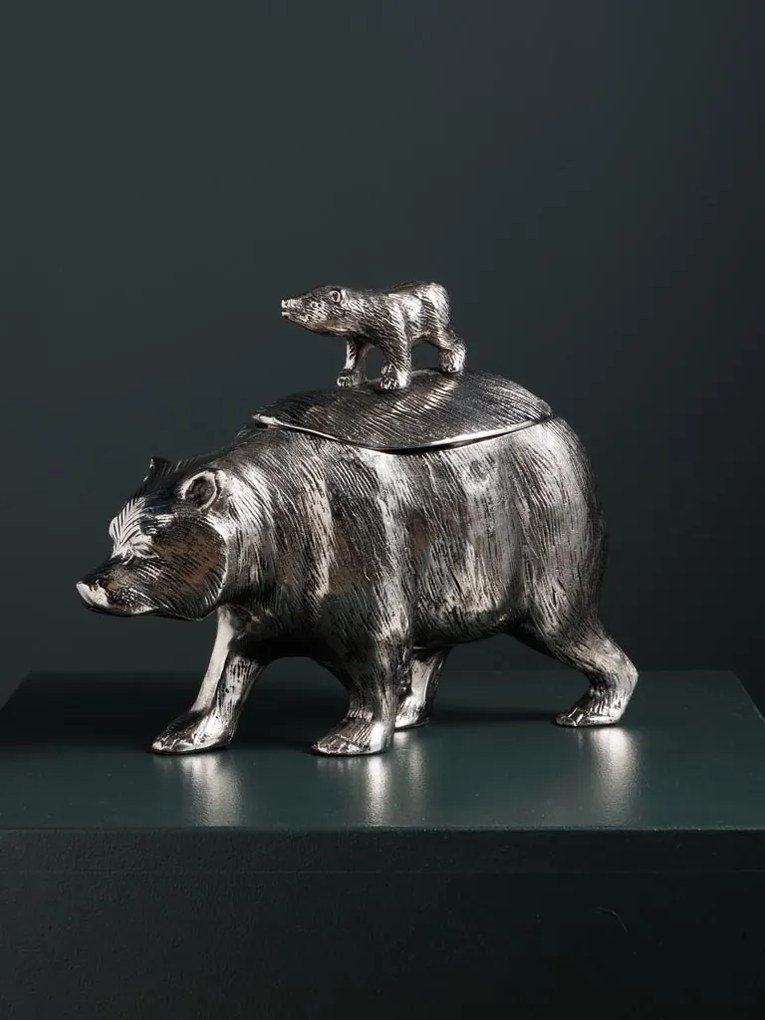 Cutie decorativa din aluminiu, in forma de urs, Bears