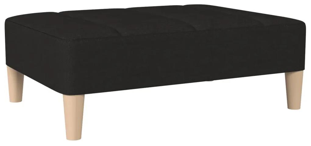 Canapea extensibila cu 2 locuri si taburet, negru, textil Negru, Cu suport de picioare