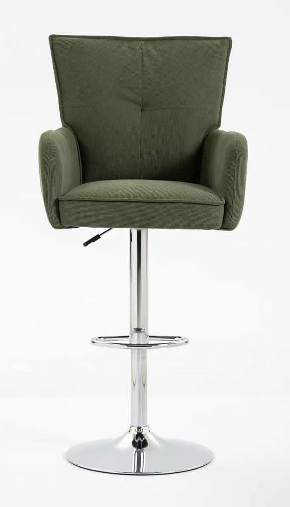 HR250W Scaun Catifea Reiată Premium culoare verde salvie Bază Cromata