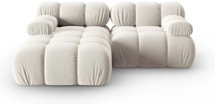 Colțar modular bej cu tapițerie din catifea (cu colț pe partea stângă ) Bellis – Micadoni