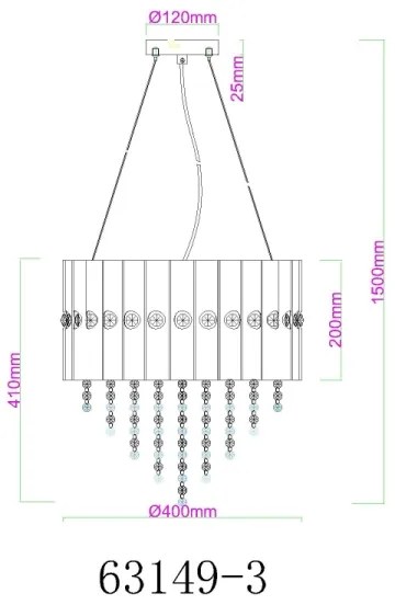 Lustră pe cablu Globo 63149-3 ELEOS 3xE27/40W/230V d. 40 cm