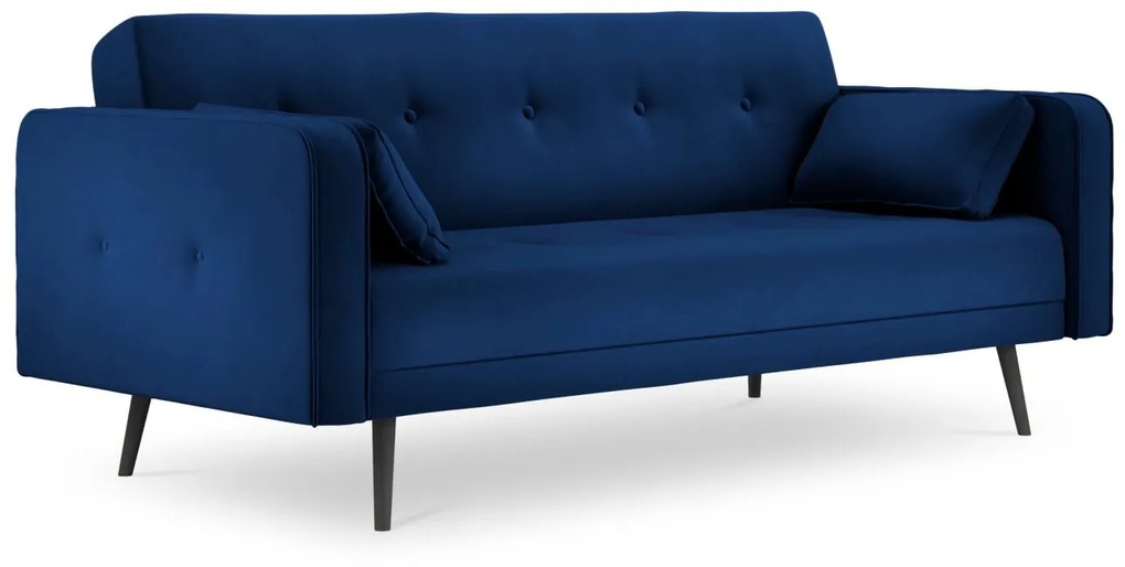 Canapea extensibila 3 locuri Jasper cu tapiterie din catifea, albastru royal