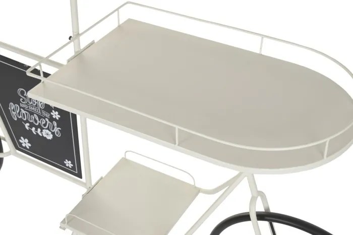 Stand decorativ alb, cu rafturi din metal , tip "Retro Bicycle"
