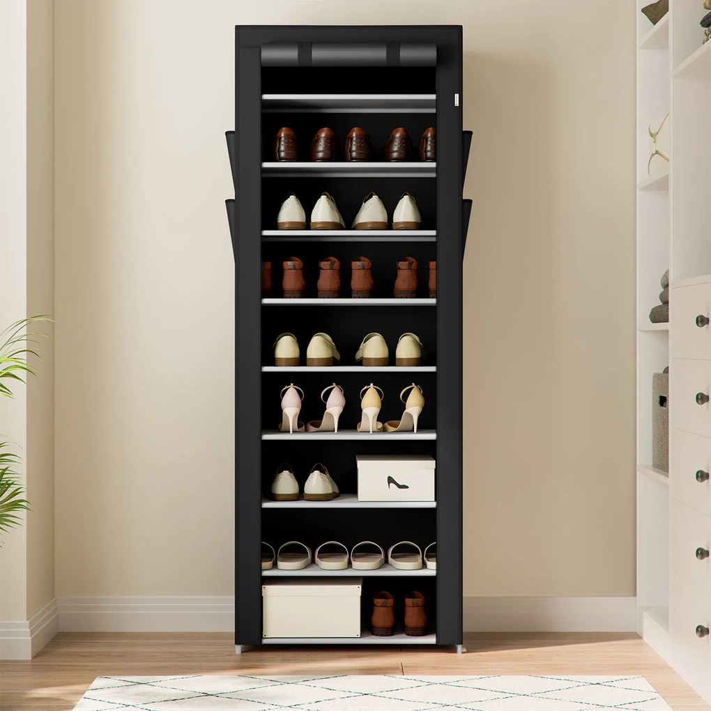 Suport pantofi cu buzunare laterale 160 x 58 cm - negru