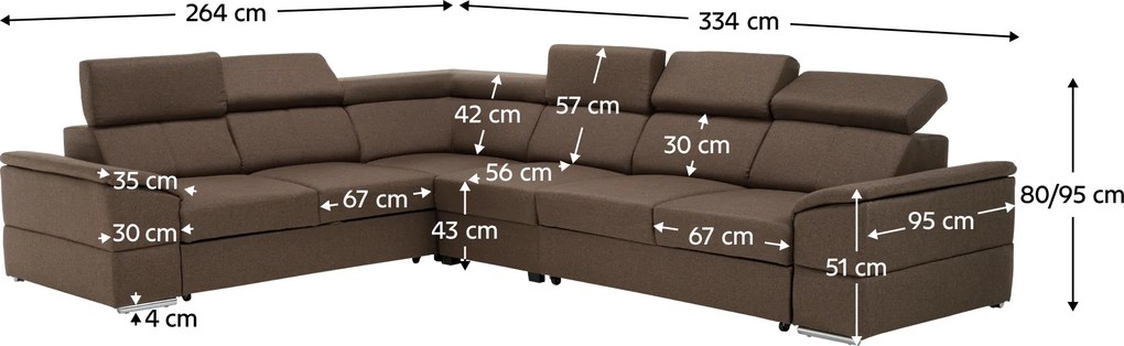 Colţar, gri-maro Taupe, SEGORIA LUX
