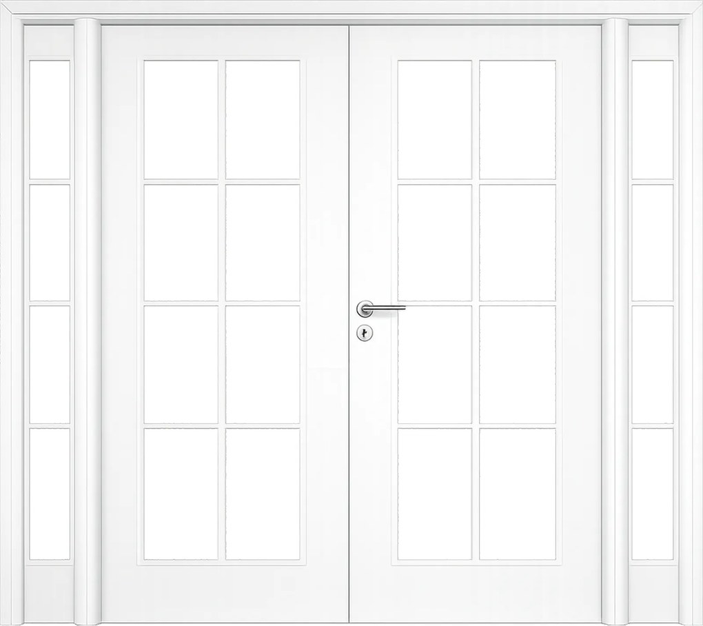 Usa de interior dubla cu pui   luminator lateral - VINTAGE 5.4 Clara, 260-350 mm, Alb, Folie Decor