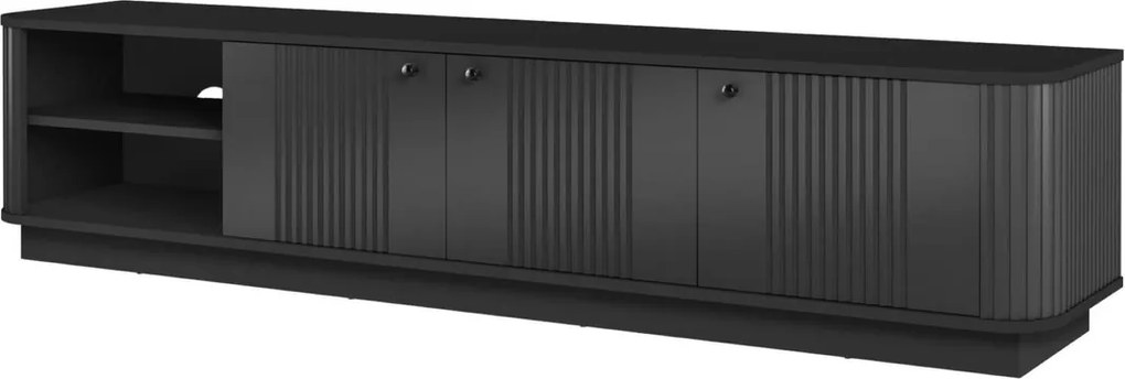 Comodă TV pe soclu Vesper 3D 187 cm - negru / mânere negre