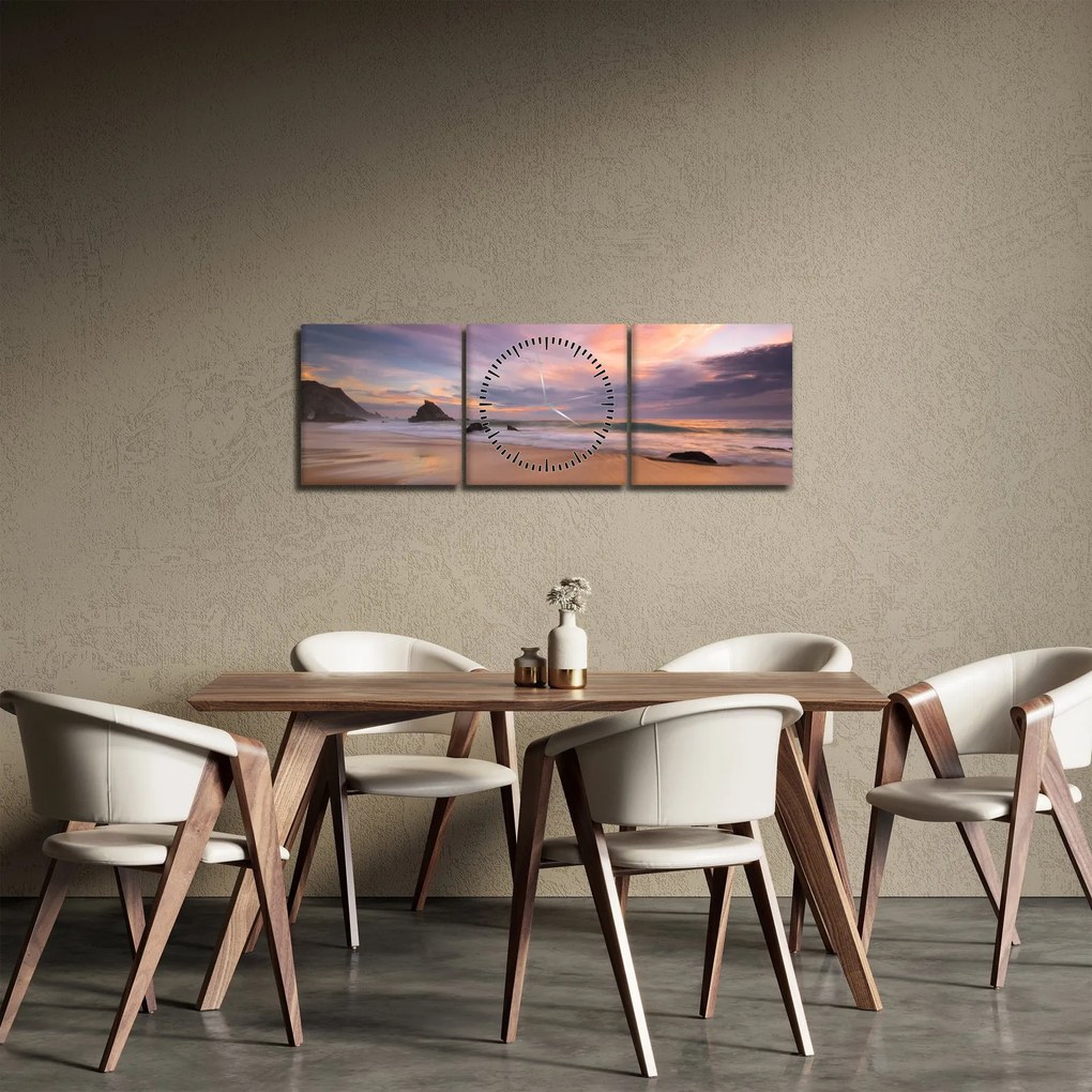 Tablou - Praia da Adraga (cu ceas) (90x30 cm)