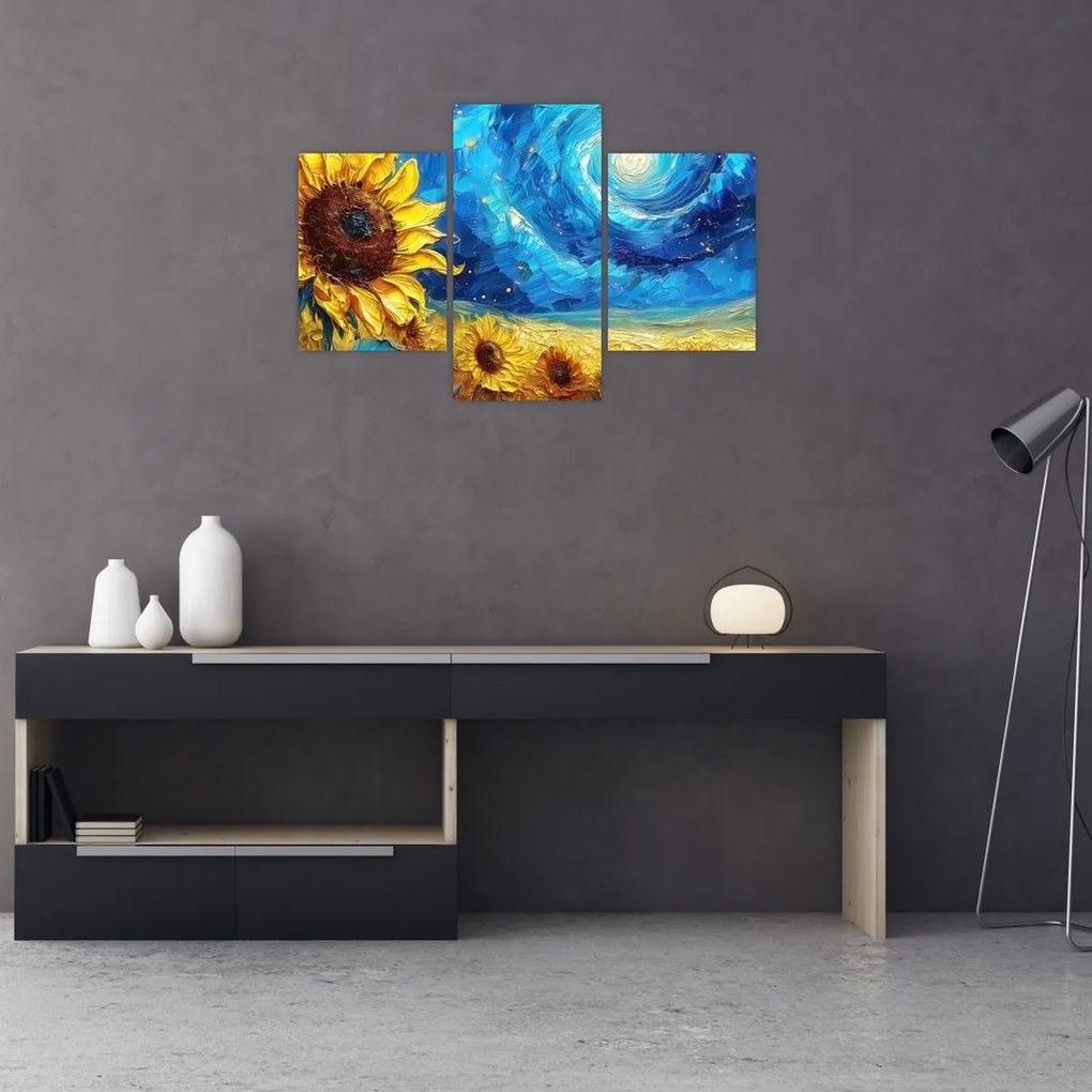 Tablou - Pictura floarea-soarelui (90x60 cm)