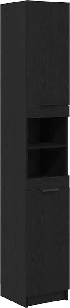 vidaXL Dulap de Baie Stejar negru 32 x 34 x 188,5 cm Lemn compozit