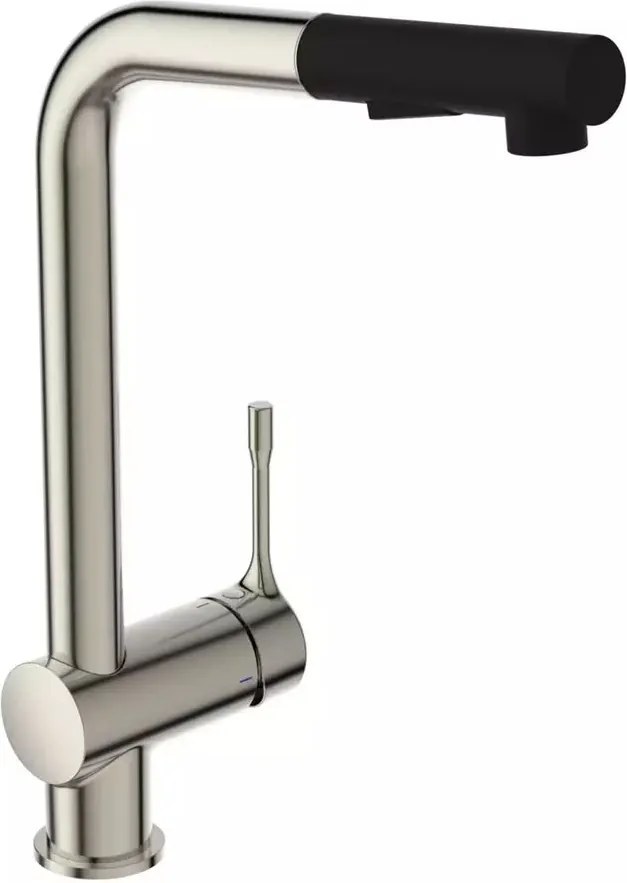 Baterie bucatarie cu dus extractibil Ideal Standard Ceralook BlueStart argintiu Silver Storm
