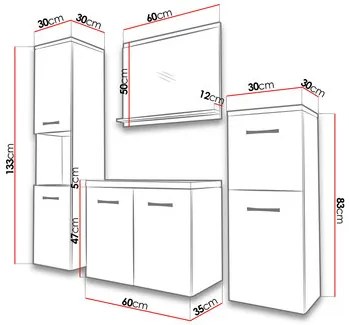Mobilier baie Megasa I MDF (Alb + Alb) . 1104002
