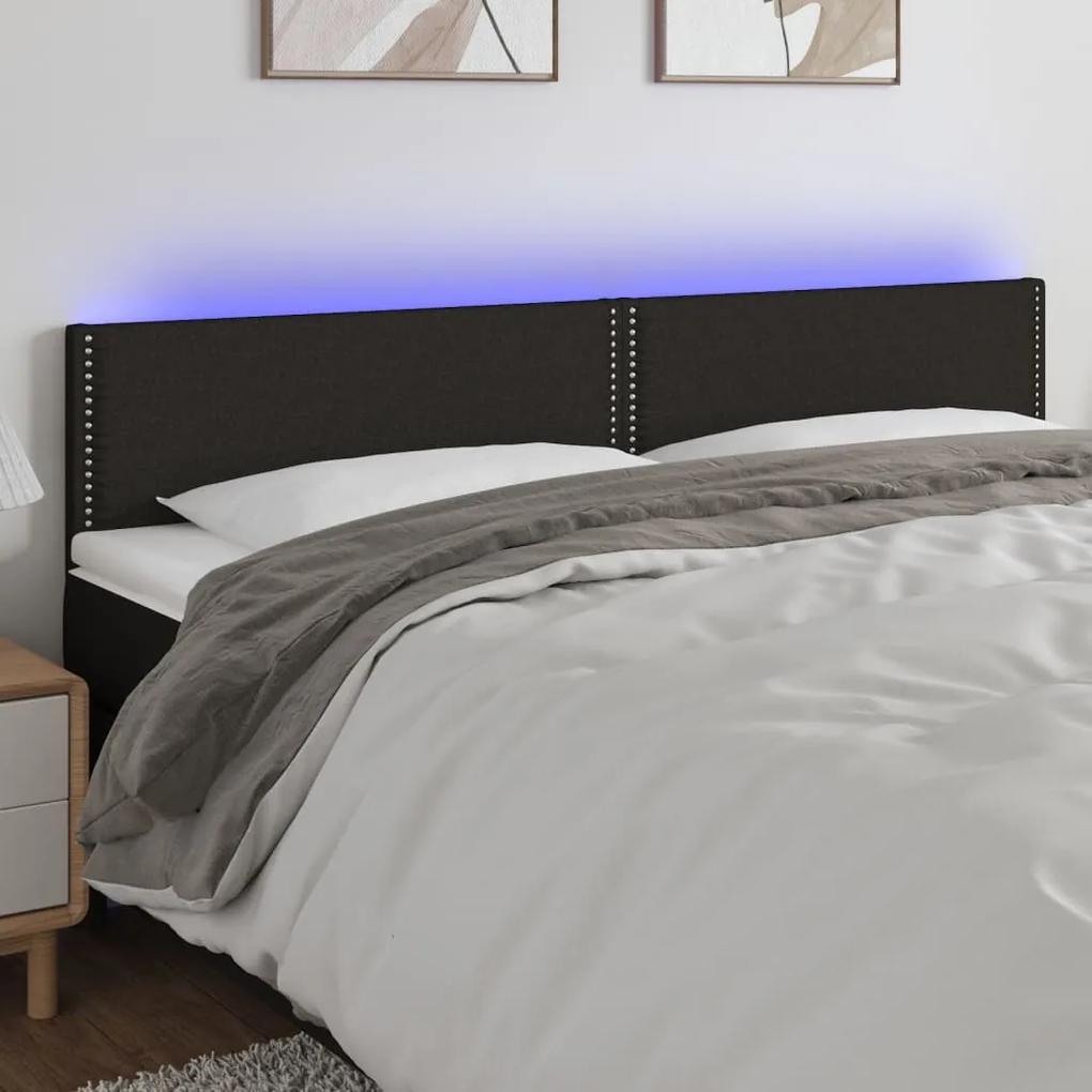 3121480 vidaXL Tăblie de pat cu LED, negru, 160x5x78/88 cm, textil