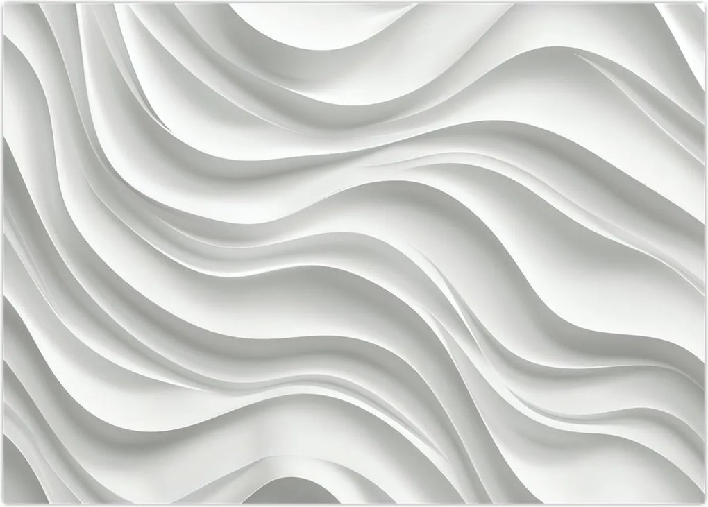 Tablou pe sticlă - Valuri Albe 3D (70x50 cm)