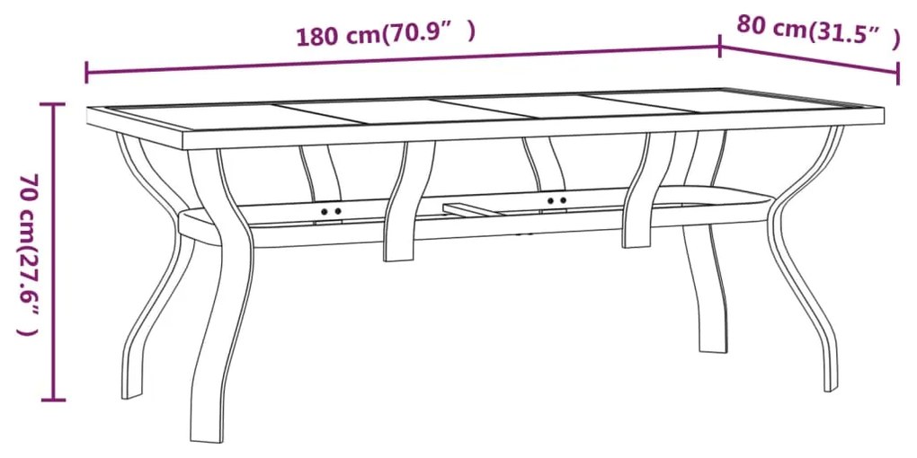 Set mobilier de gradina, gri si negru, 9 piese Gri si negru, Lungime masa 180 cm, 9