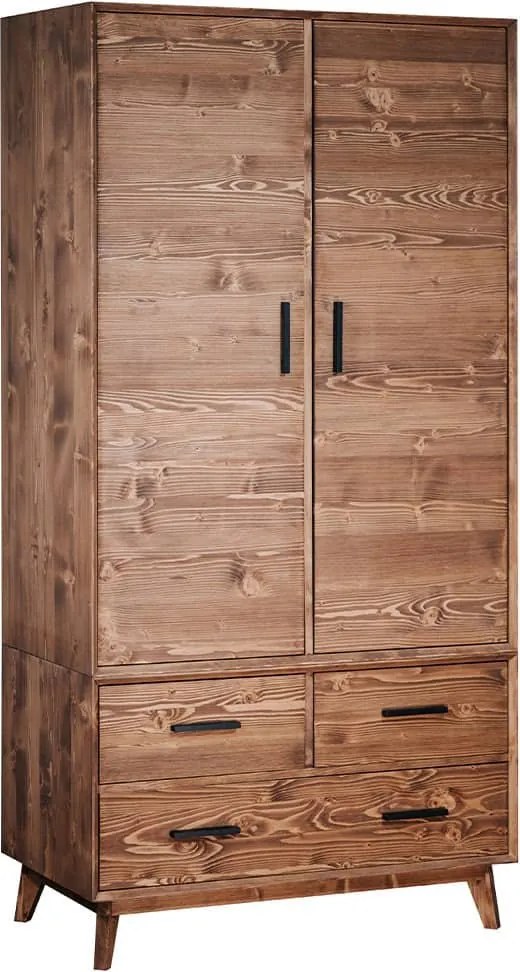 Dulap lemn masiv Timeless 3 Sertare 2 Uși Whisky, 100 × 55 × 200 cm