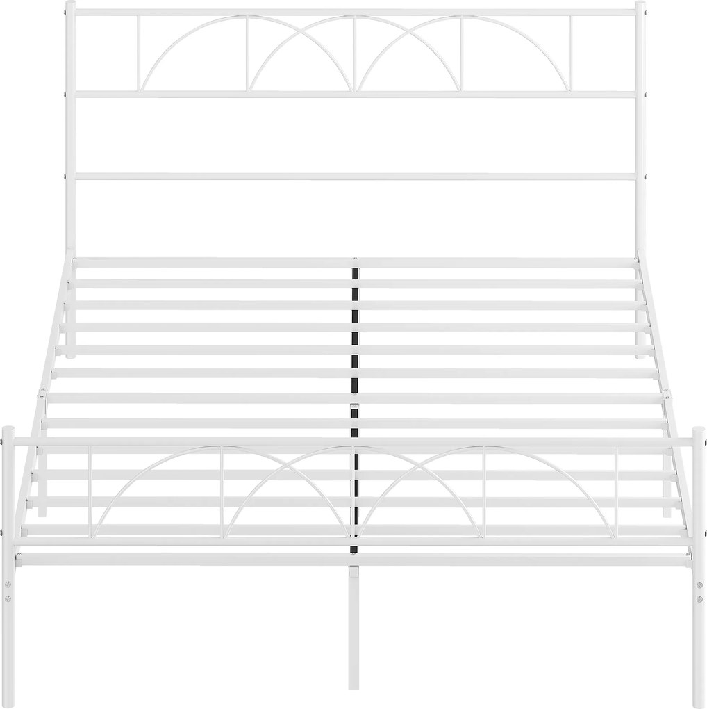 HOMCOM Cadru de pat 160x200 cm cu tăblie, suport lamele din oțel, depozitare sub pat | Aosom Romania