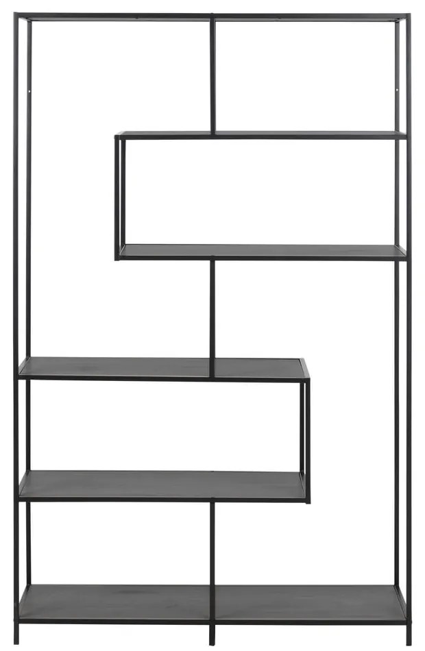 Bibliotecă neagră cu aspect de lemn de frasin 114x185 cm Seaford – Actona