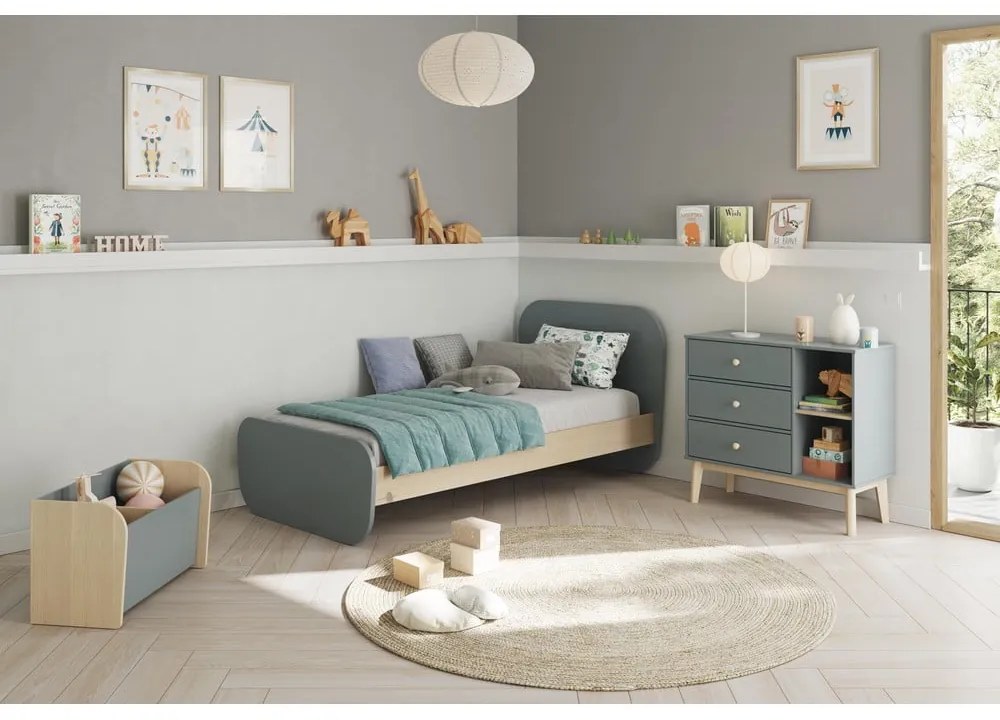 Comodă de copii verde prăfuit 90x81x40 cm Esteban – Marckeric